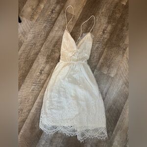 AOOKSMERY white lace dress XS thin strap midi dress, Delicate Dressy